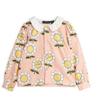 Mini Rodini Pink Floral Shirt with White Collar - EU 92/98, US 1.5/3Y